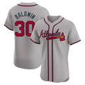 BIPIHUC A.Braves #30 Drake Baldwin player Gray Elite Road Stitched Jerseys
