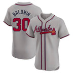 BIPIHUC A.Braves #30 Drake Baldwin player Gray Elite Road Stitched Jerseys