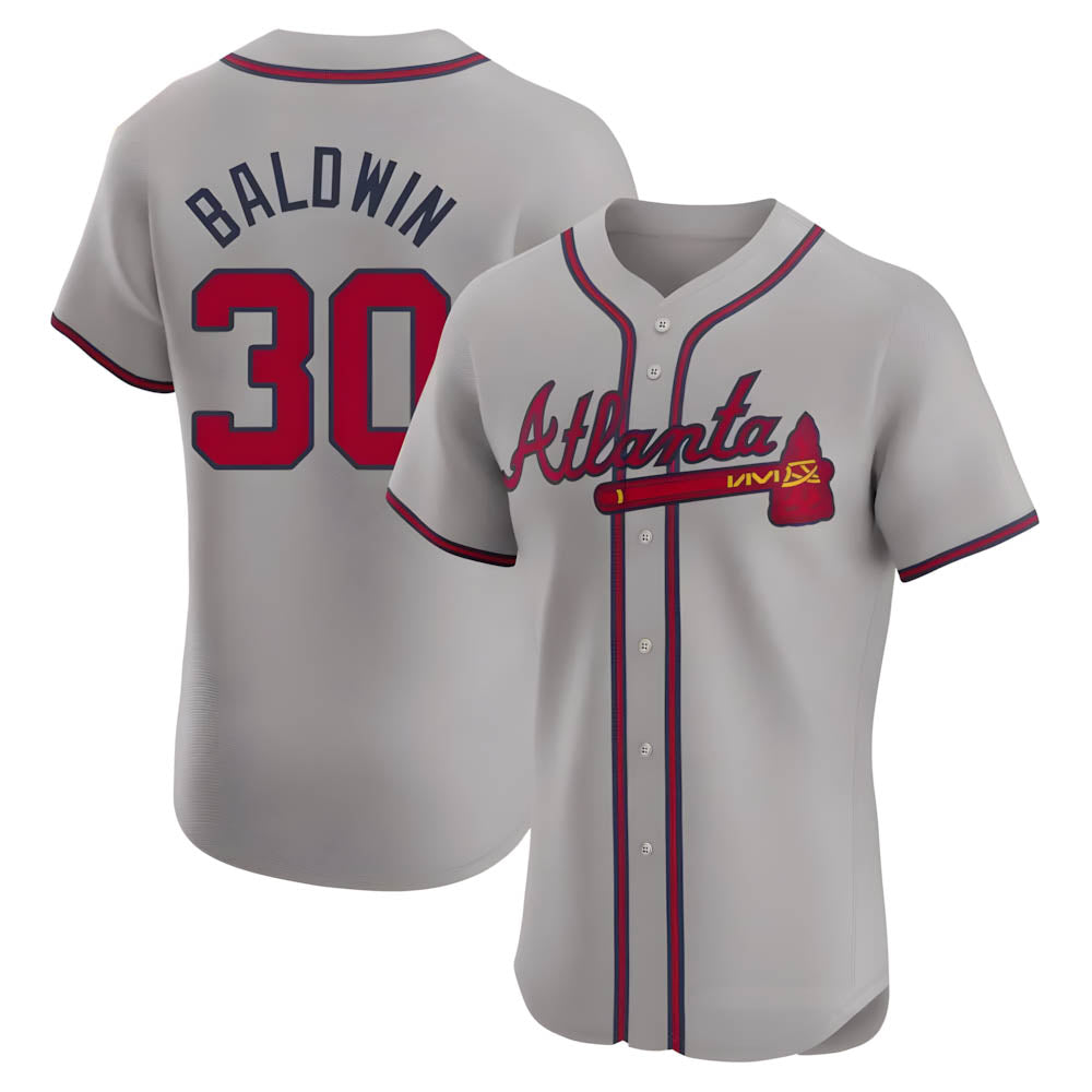 BIPIHUC A.Braves #30 Drake Baldwin player Gray Elite Road Stitched Jerseys