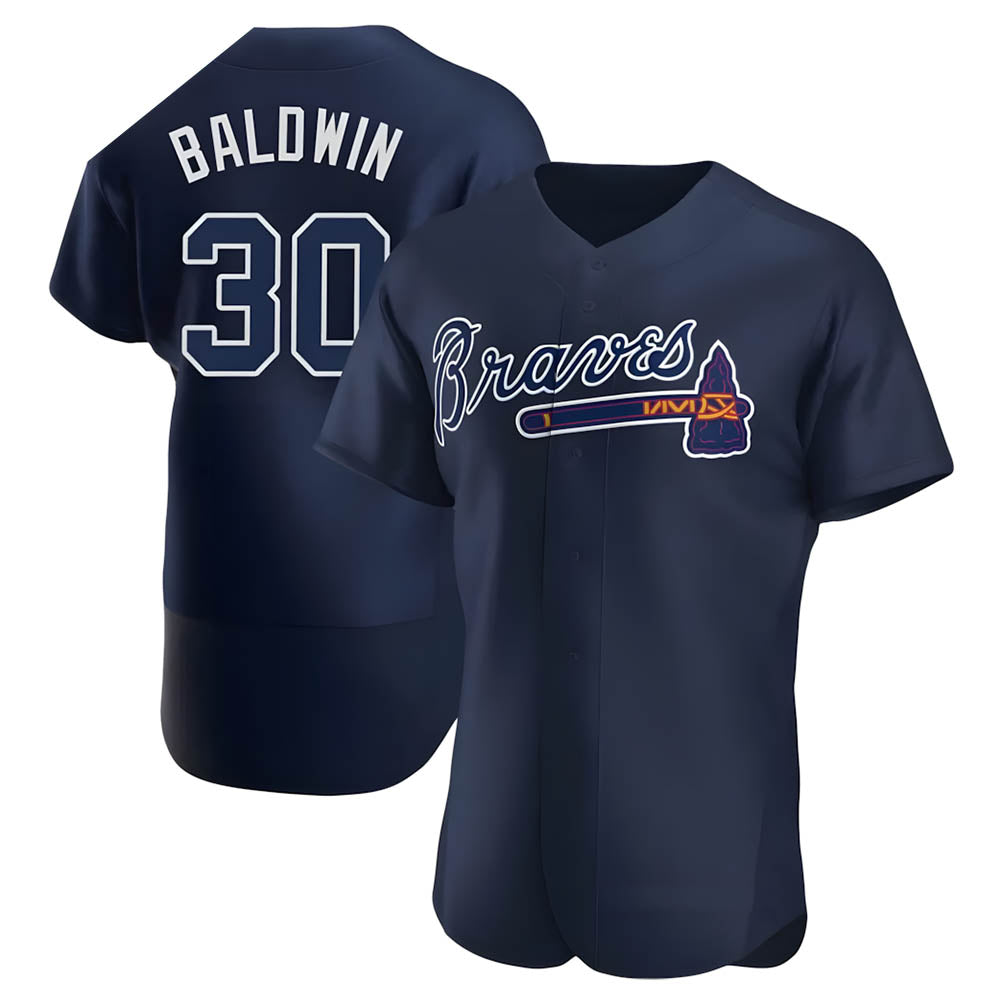 BIPIHUC A.Braves #30 Drake Baldwin player Navy Authentic Alternate Team Stitched Jerseys