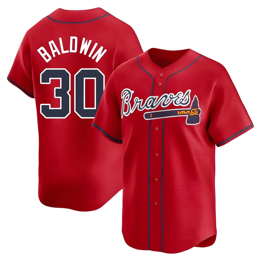BIPIHUC A.Braves #30 Drake Baldwin player Red Limited Alternate Stitched Jerseys