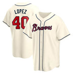 BIPIHUC A.Braves #40 Reynaldo Lopez player Cream Replica Alternate Stitched Jerseys