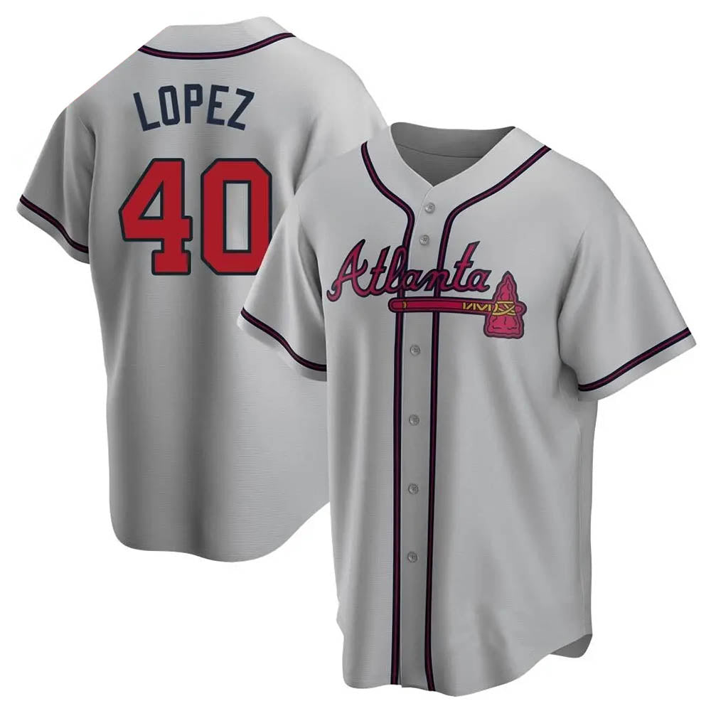 BIPIHUC A.Braves #40 Reynaldo Lopez player Gray Replica Road Stitched Jerseys