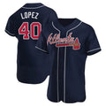 BIPIHUC A.Braves #40 Reynaldo Lopez player Navy Authentic Alternate Stitched Jerseys
