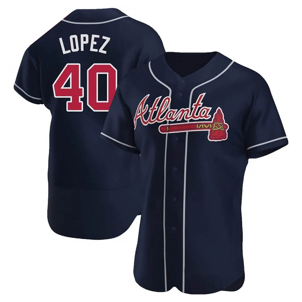 BIPIHUC A.Braves #40 Reynaldo Lopez player Navy Authentic Alternate Stitched Jerseys