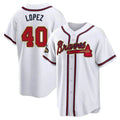 BIPIHUC A.Braves #40 Reynaldo Lopez player White&Gold Replica Program Stitched Jerseys