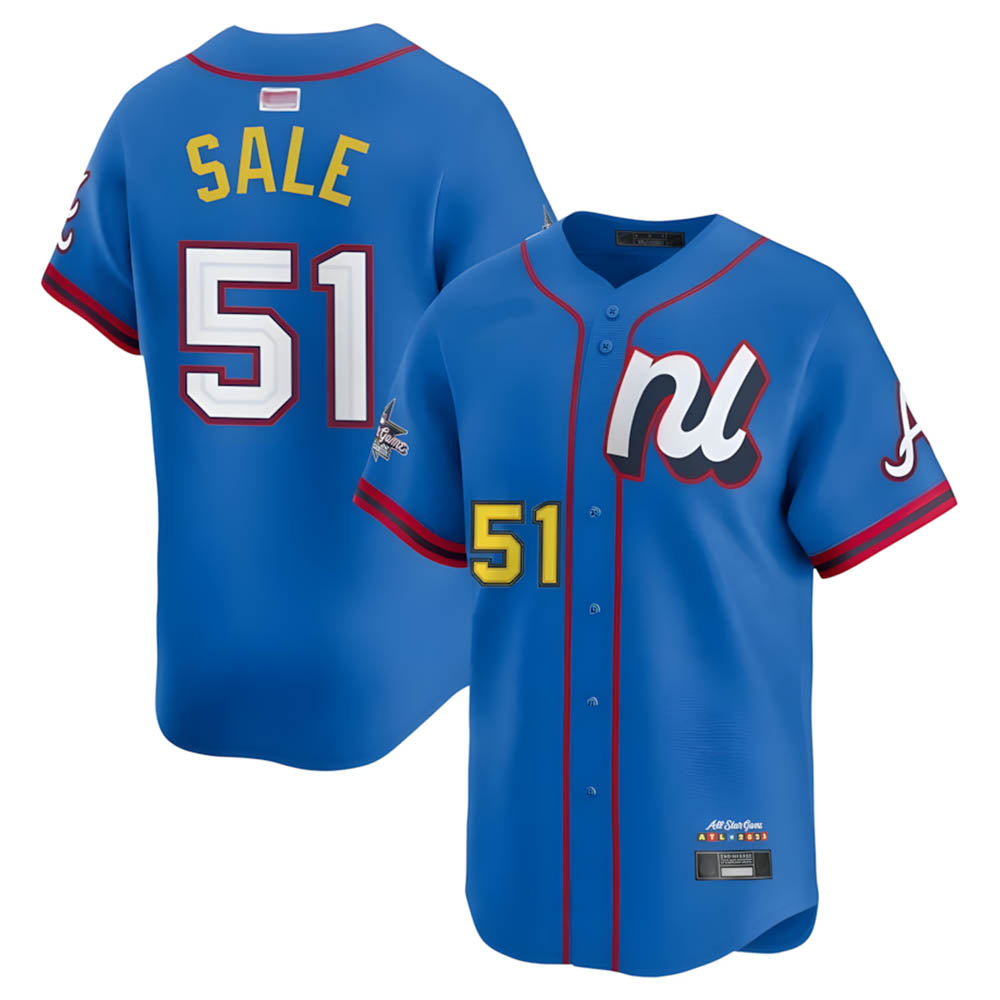 BIPIHUC A.Braves #51 Chris Sale Player Blue National League Limited Stitched Jerseys
