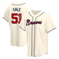 BIPIHUC A.Braves #51 Chris Sale Player Navy Cream Alternate Replica Stitched Jerseys