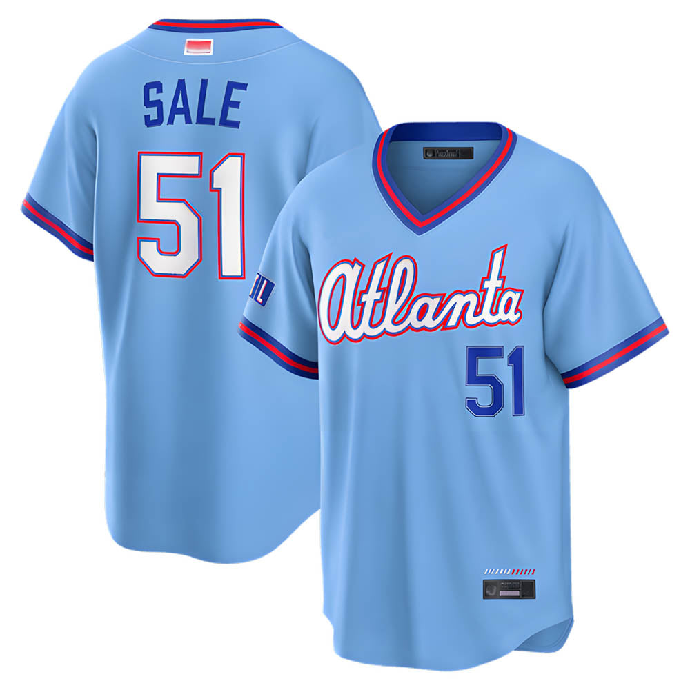 BIPIHUC A.Braves #51 Chris Sale Player Powder Blue 2026 City Connect T shirt Stitched Jerseys