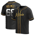 BIPIHUC A.Braves #66 Grant Holmes Player Black&Gold Replica en Alternate Stitched Jerseys