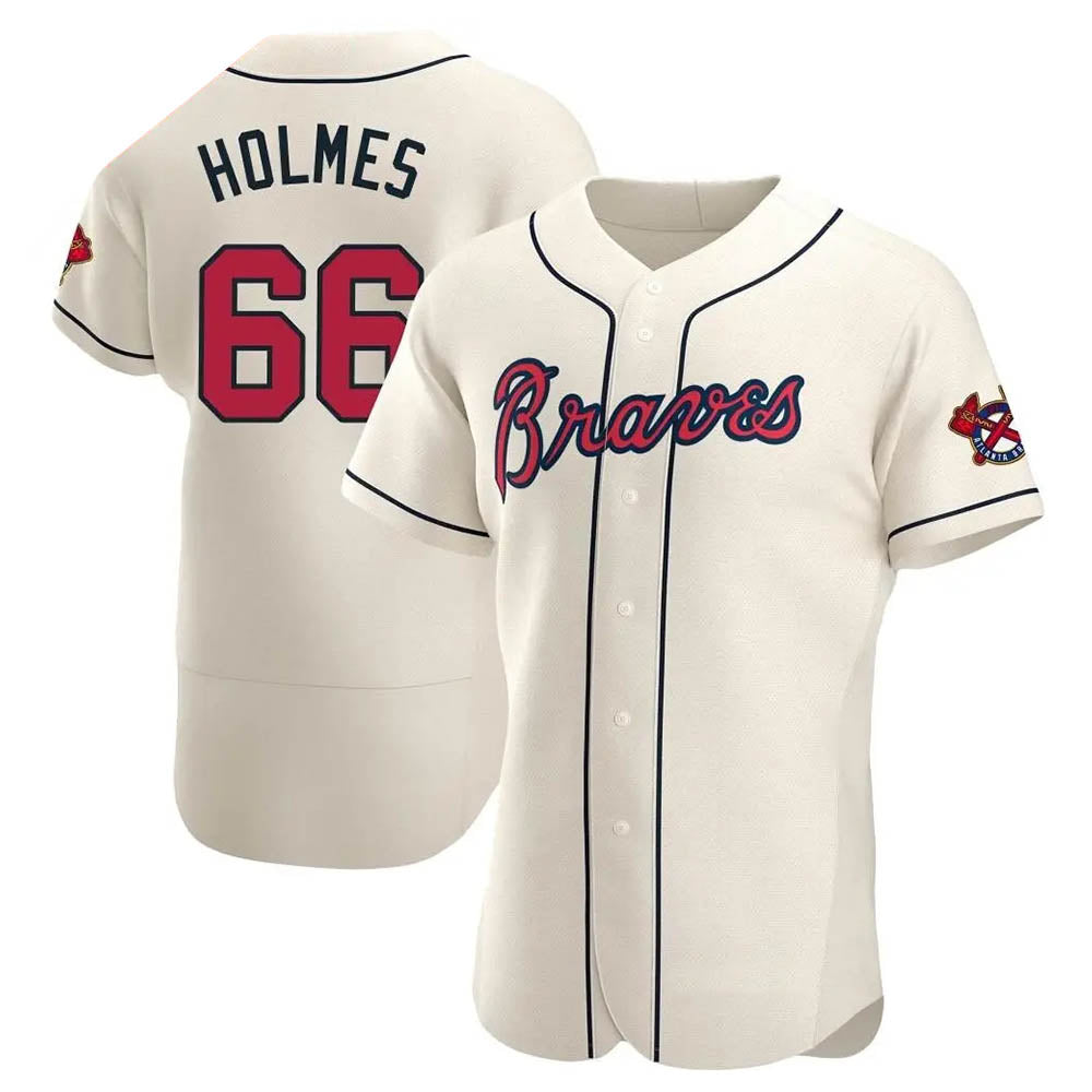 BIPIHUC A.Braves #66 Grant Holmes Player Cream Authentic Alternate Stitched Jerseys