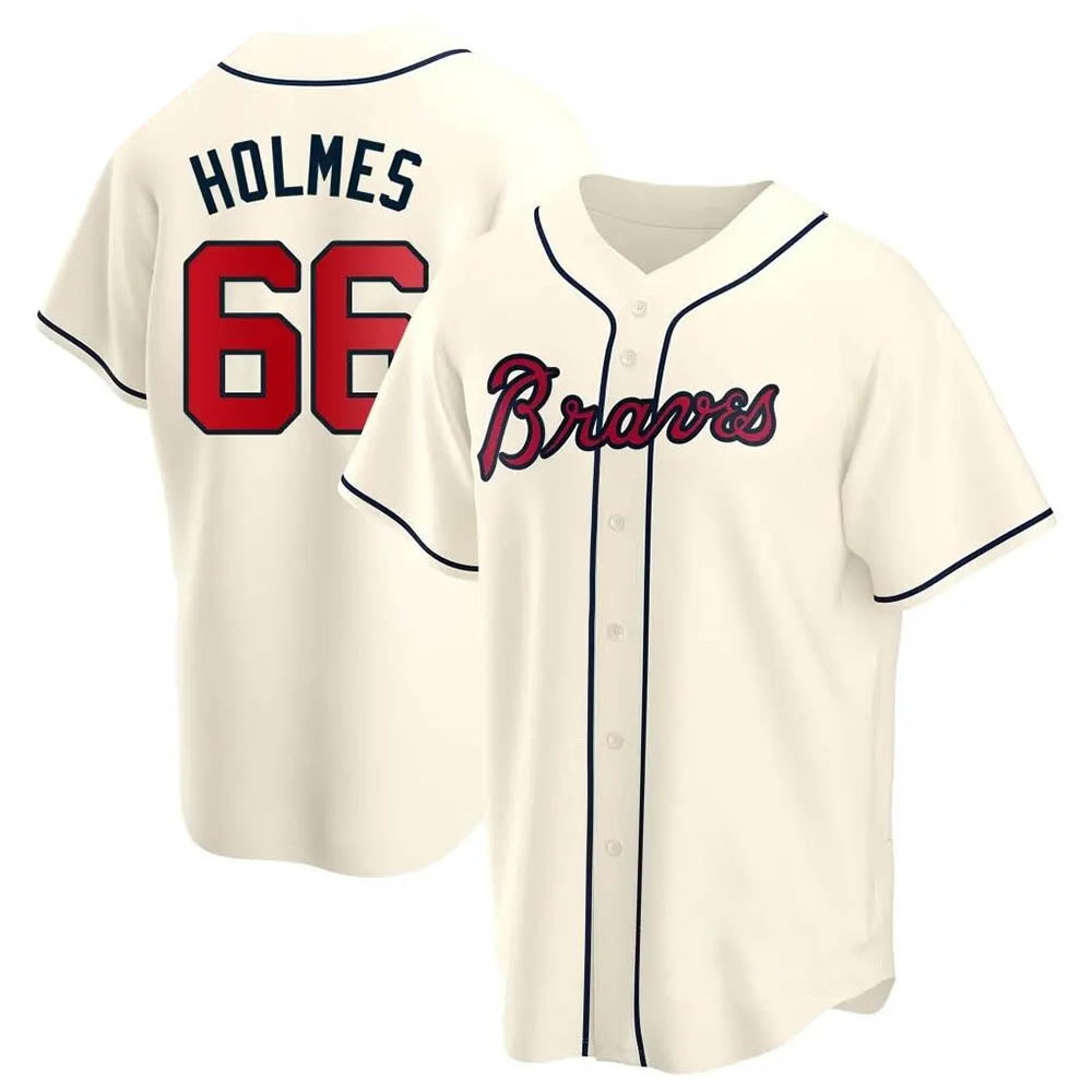 BIPIHUC A.Braves #66 Grant Holmes Player Cream Replica Alternate Stitched Jerseys