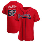 BIPIHUC A.Braves #66 Grant Holmes Player Red Authentic Alternate Stitched Jerseys