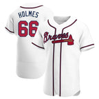 BIPIHUC A.Braves #66 Grant Holmes Player White Authentic Home Stitched Jerseys