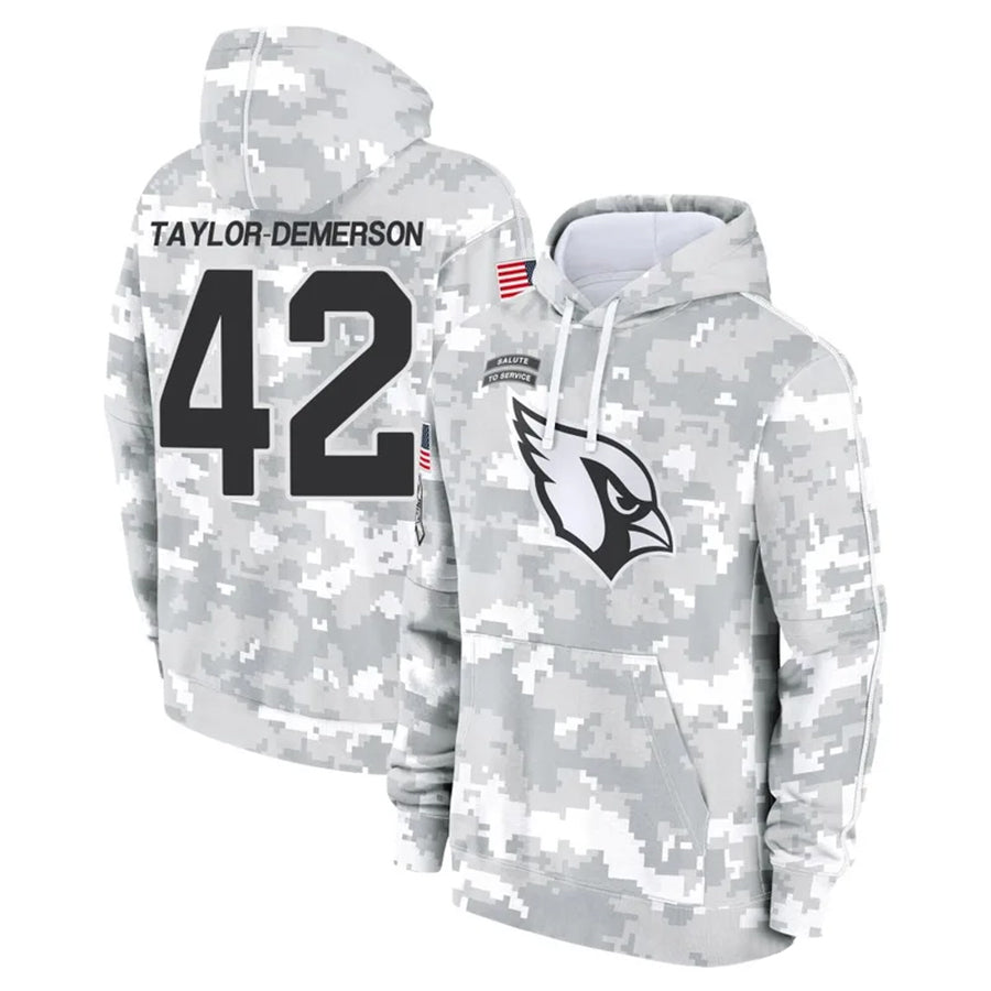 BIPIHUC A.Cardinals #42 Dadrion Taylor-Demerson Player Camo Salute to Service Hoodies Stitched Jerseys