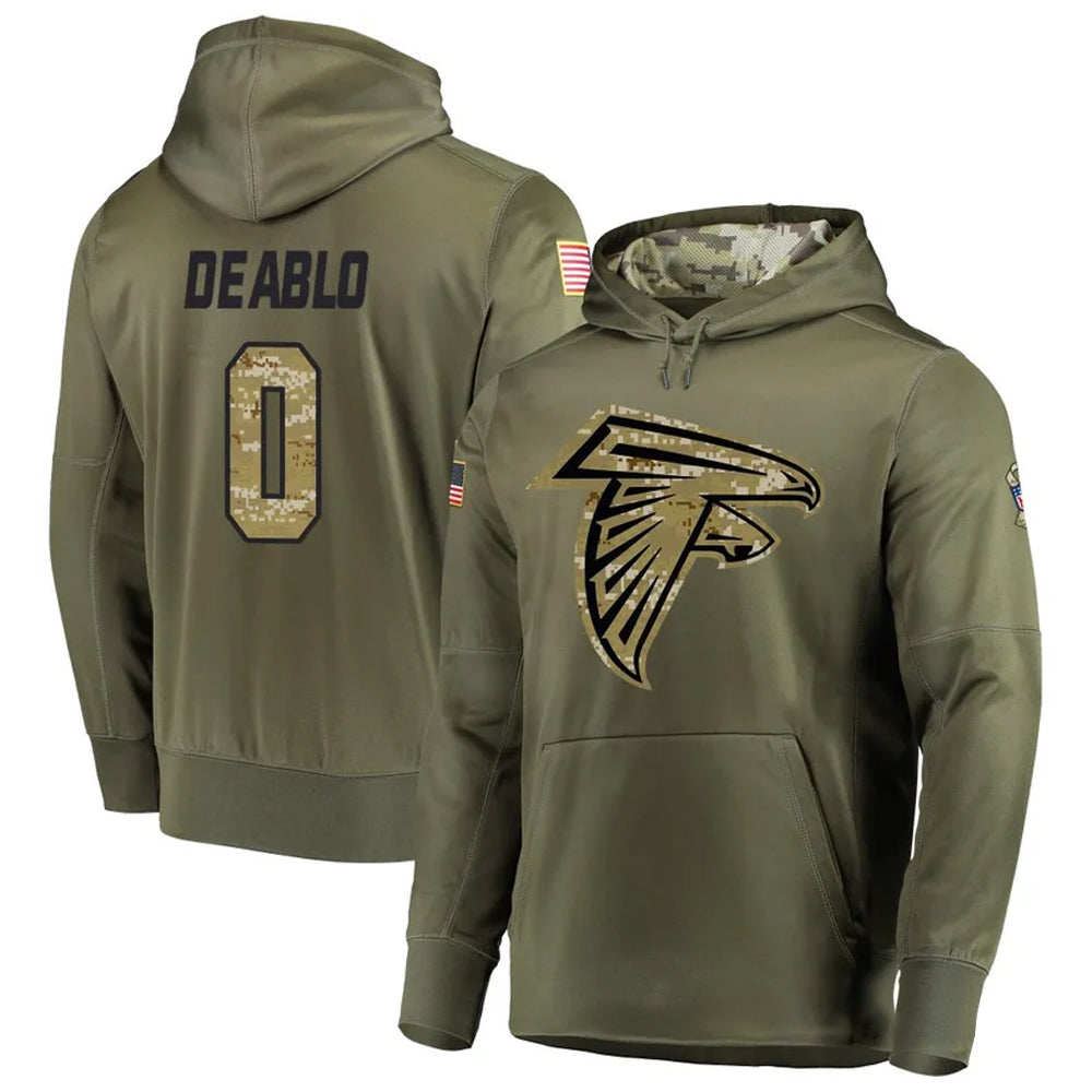 BIPIHUC A.Falcons #0 Divine Deablo Player Olive Salute to Service Hoodies Stitched Jerseys