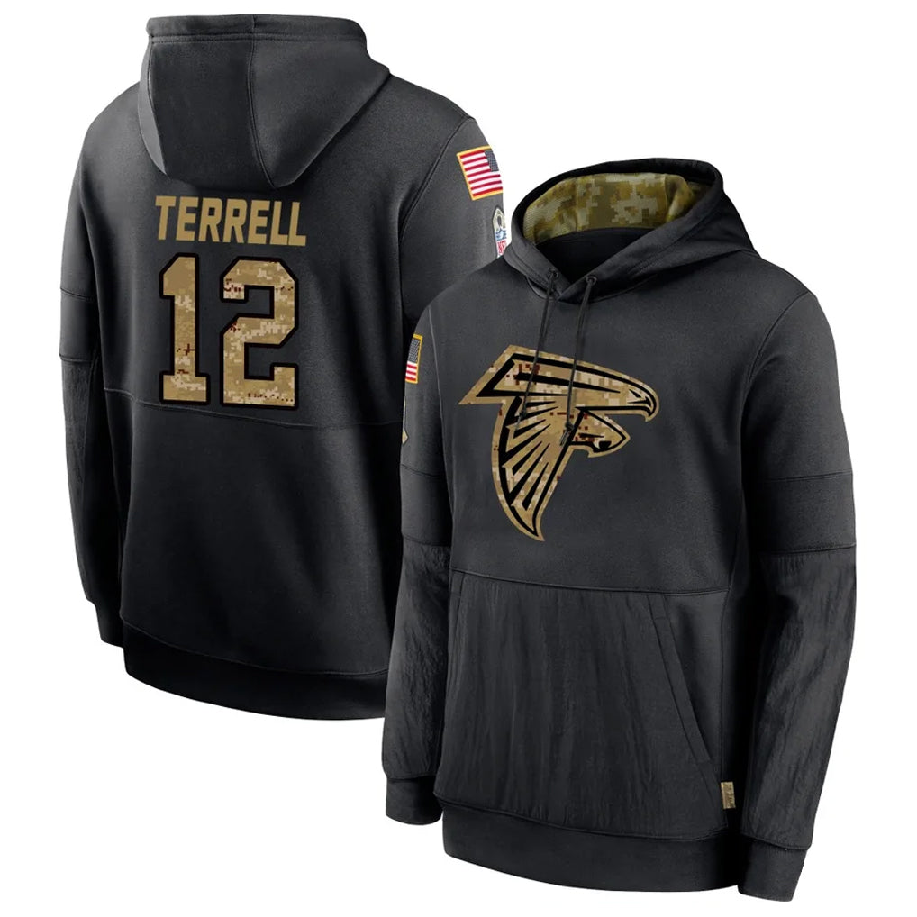 BIPIHUC A.Falcons #12 Avieon Terrell Player Black Salute to Service Limited Black Hoodie Stitched Jerseys