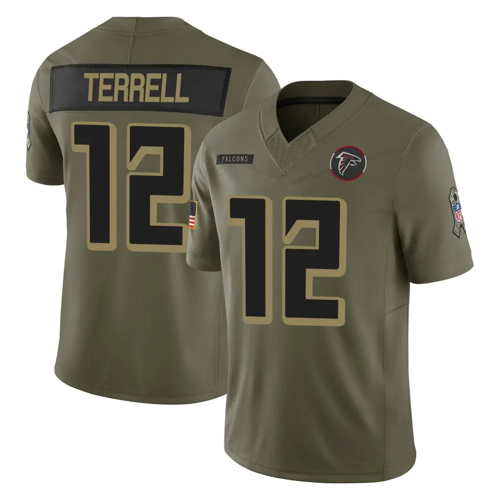 BIPIHUC A.Falcons #12 Avieon Terrell Player Olive Salute To Service Limited Home Game Stitched Jerseys