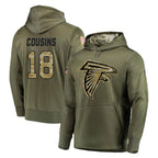 BIPIHUC A.Falcons #18 Kirk Cousins Player Olive Salute to Service Club Fleece Hoodie Stitched Jerseys