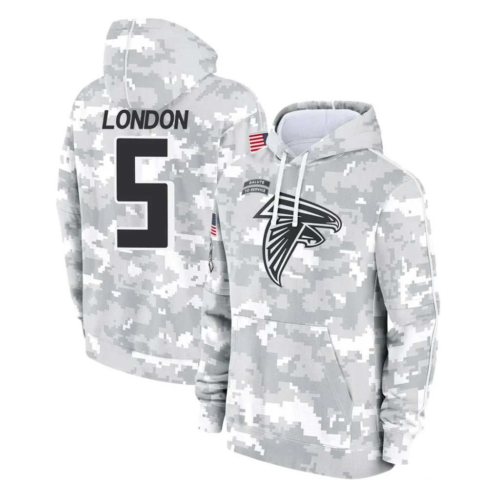 BIPIHUC A.Falcons #5 Drake London Player Camo Arctic Salute to Service Hoodies Limited Stitched Jerseys