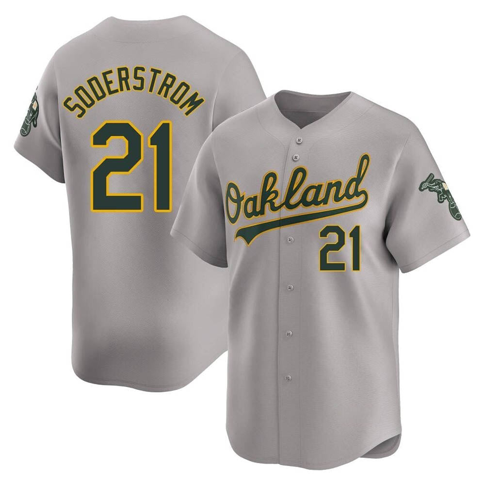 BIPIHUC Athletics #21 Tyler Soderstrom Player Gray Limited Away Stitched Jersey