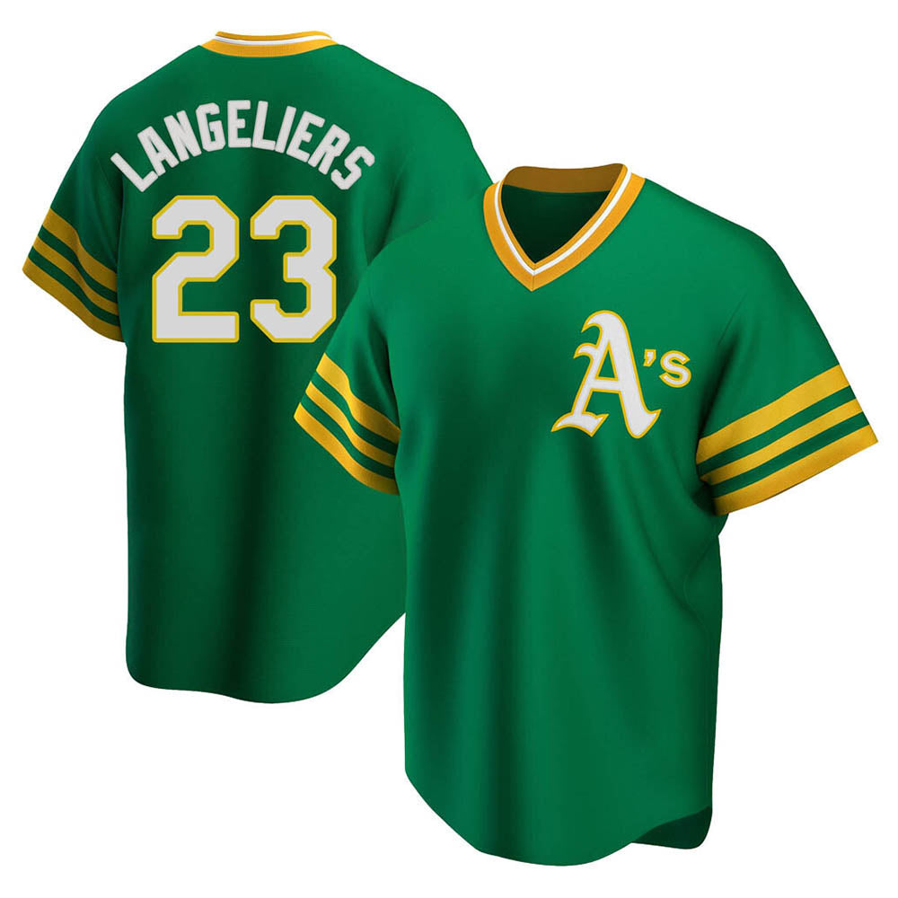 BIPIHUC Athletics #23 Shea Langeliers Player Green Replica Cooperstown Collection T shirt Stitched Jerseys