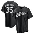 BIPIHUC Athletics #35 Rickey Henderson Player Black&White Replica Stitched Jersey
