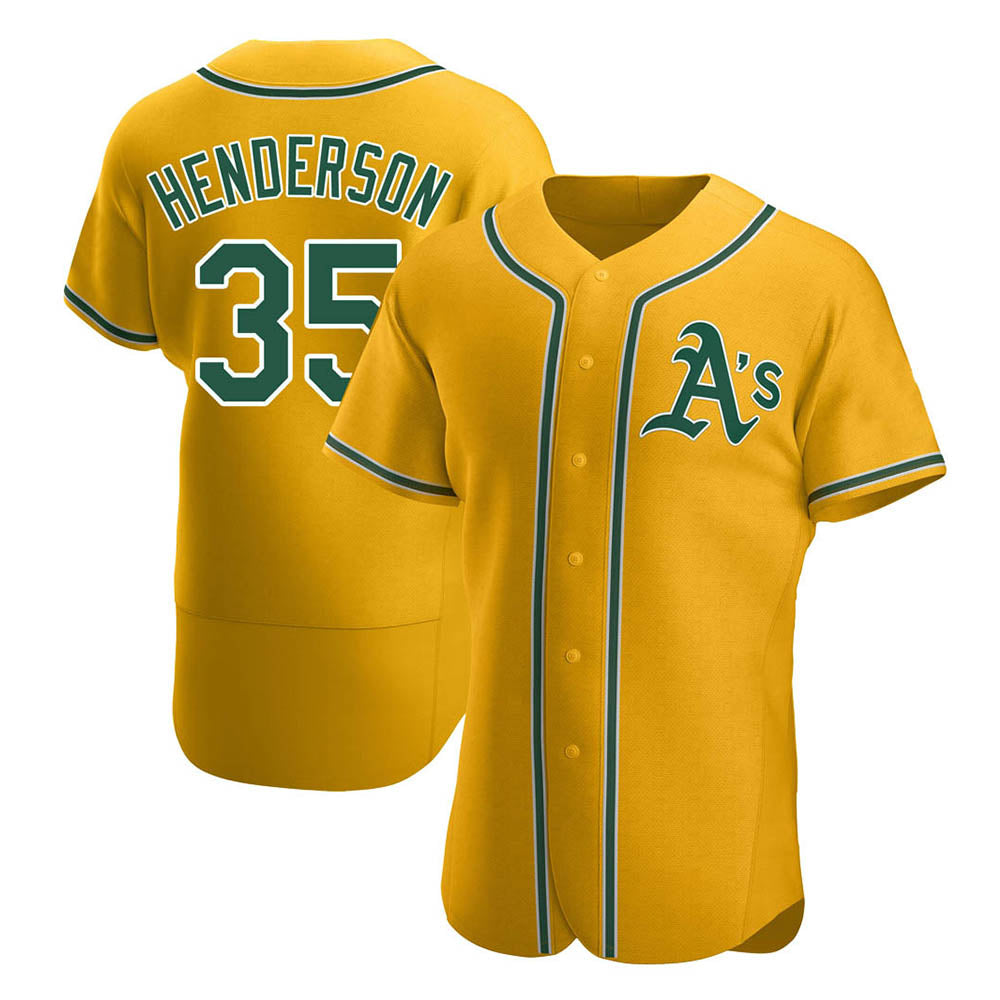 BIPIHUC Athletics #35 Rickey Henderson Player Gold Authentic Alternate Stitched Jersey