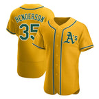 BIPIHUC Athletics #35 Rickey Henderson Player Gold Authentic Alternate Stitched Jersey