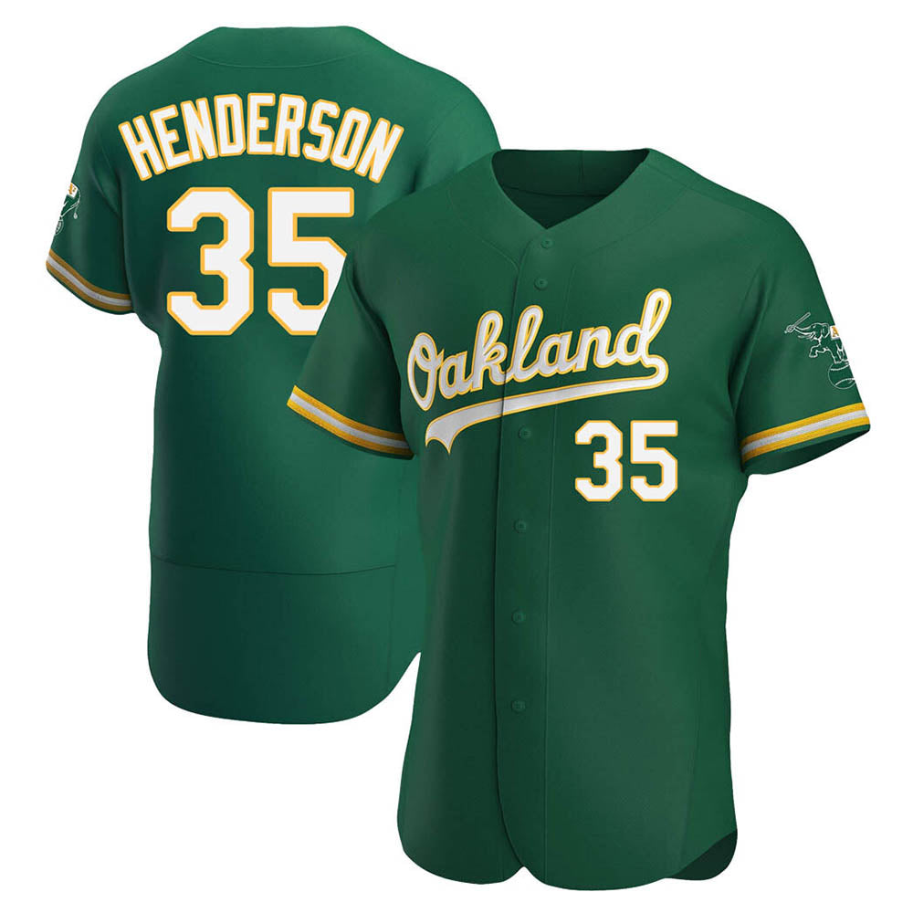 BIPIHUC Athletics #35 Rickey Henderson Player Green Authentic Kelly Alternate Stitched Jersey