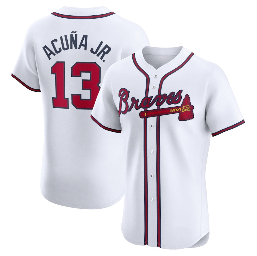 BIPIHUC A.Braves #13 Ronald Acuna Jr. Home Elite Jersey - White Personalized Jerseys