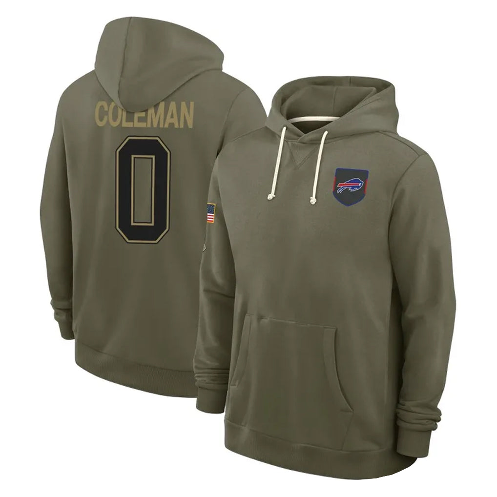 BIPIHUC B.Bills #0 Keon Coleman Player Olive Salute To Service Hoodies Game Stitched Jerseys