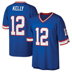 BIPIHUC B.Bills #12 Jim Kelly Player Blue Replica Throwback Limited Stitched Jerseys