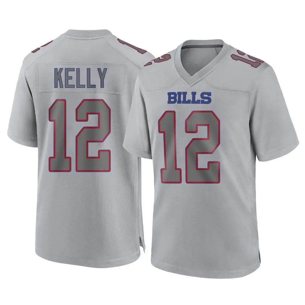 BIPIHUC B.Bills #12 Jim Kelly Player Gray Fashion Home Game Stitched Jerseys