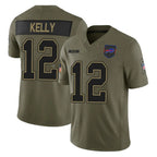 BIPIHUC B.Bills #12 Jim Kelly Player Olive Salute to Service Limited Home Game Stitched Jerseys