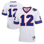 BIPIHUC B.Bills #12 Jim Kelly Player White Mitchell & Ness XXV Throwback Limited Stitched Jerseys