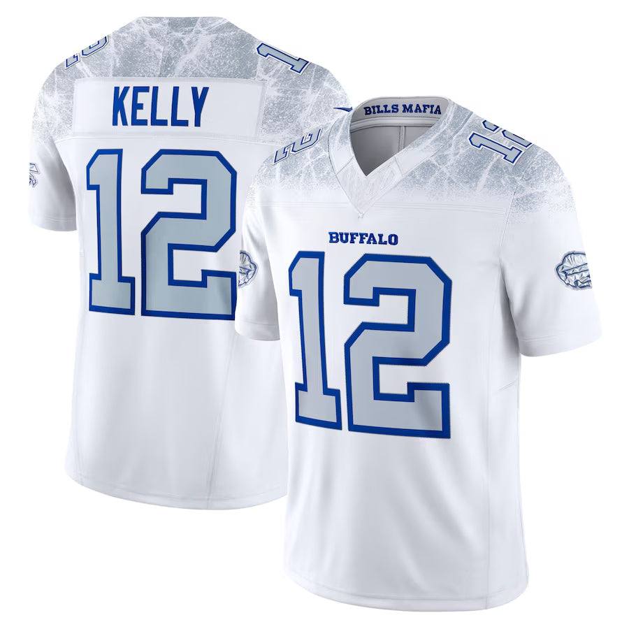 BIPIHUC B.Bills #12 Jim Kelly Player White Rivalries Collection Vapor Limited  Stitched Jersey