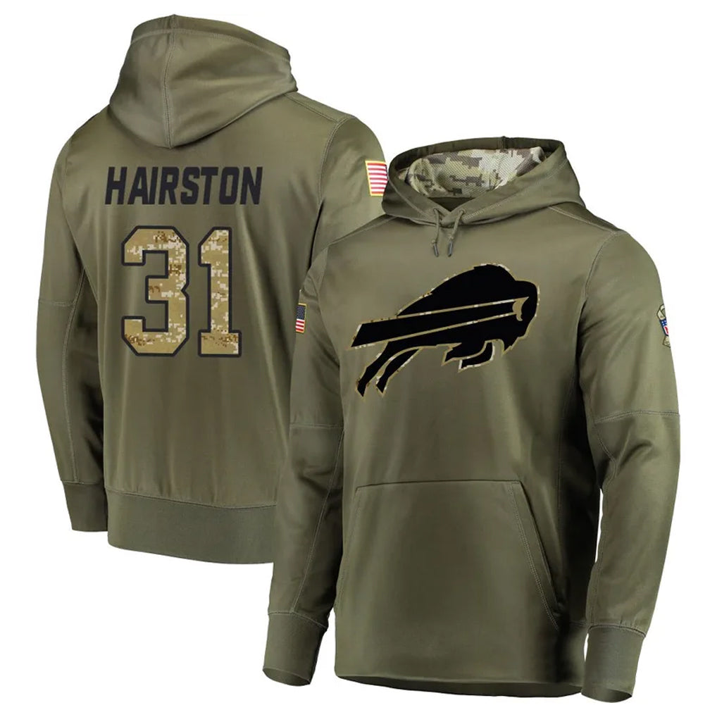 BIPIHUC B.Bills #31 Maxwell Hairston Player Olive Salute to Service Hoodies Game Stitched Jerseys