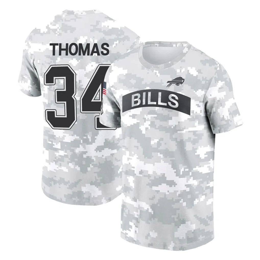 BIPIHUC B.Bills #34 Thurman Thomas Player Arctic Camo Salute to Service T-Shirt Hoodies Stitched Jerseys