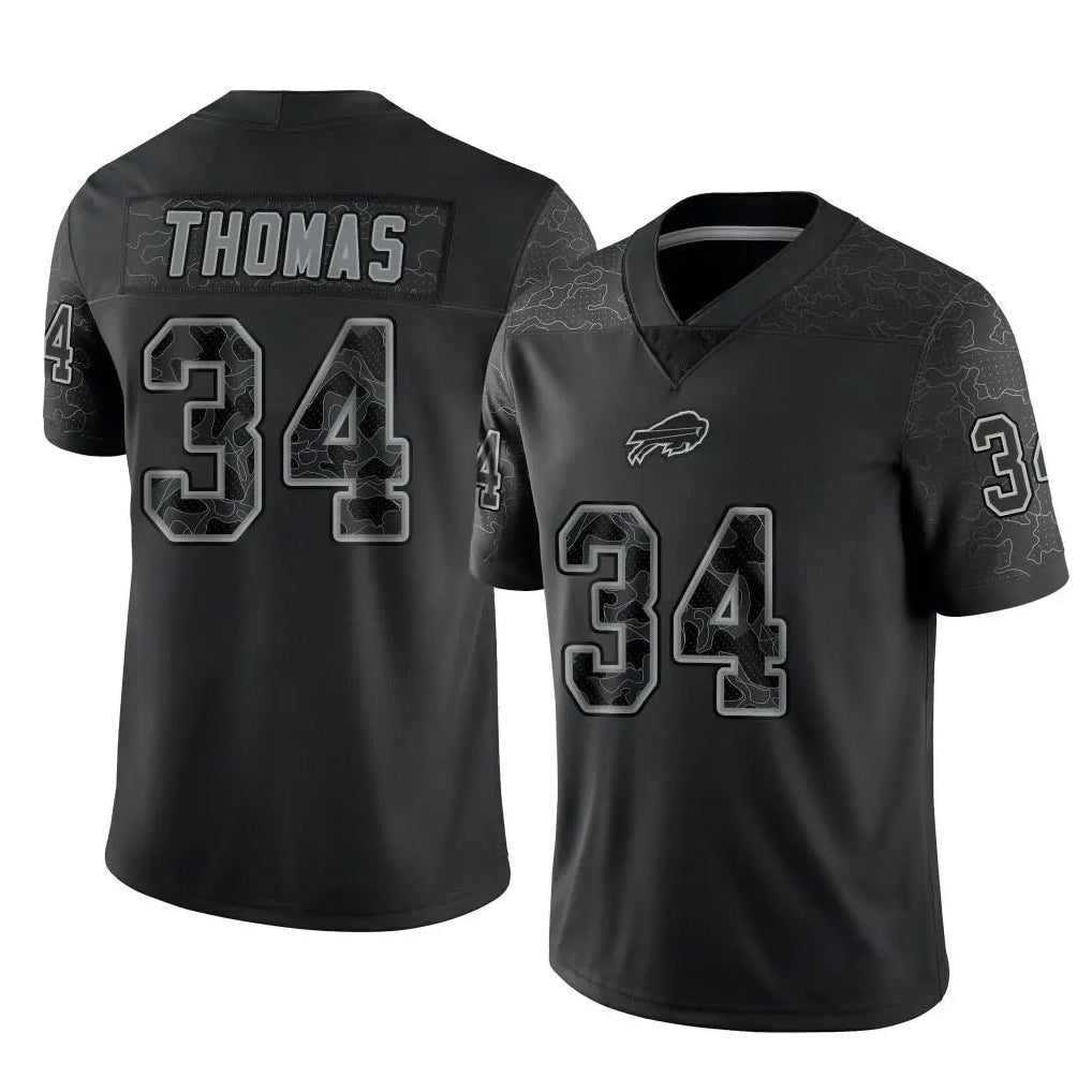 BIPIHUC B.Bills #34 Thurman Thomas Player Black RFLCTV Limited Stitched Jerseys