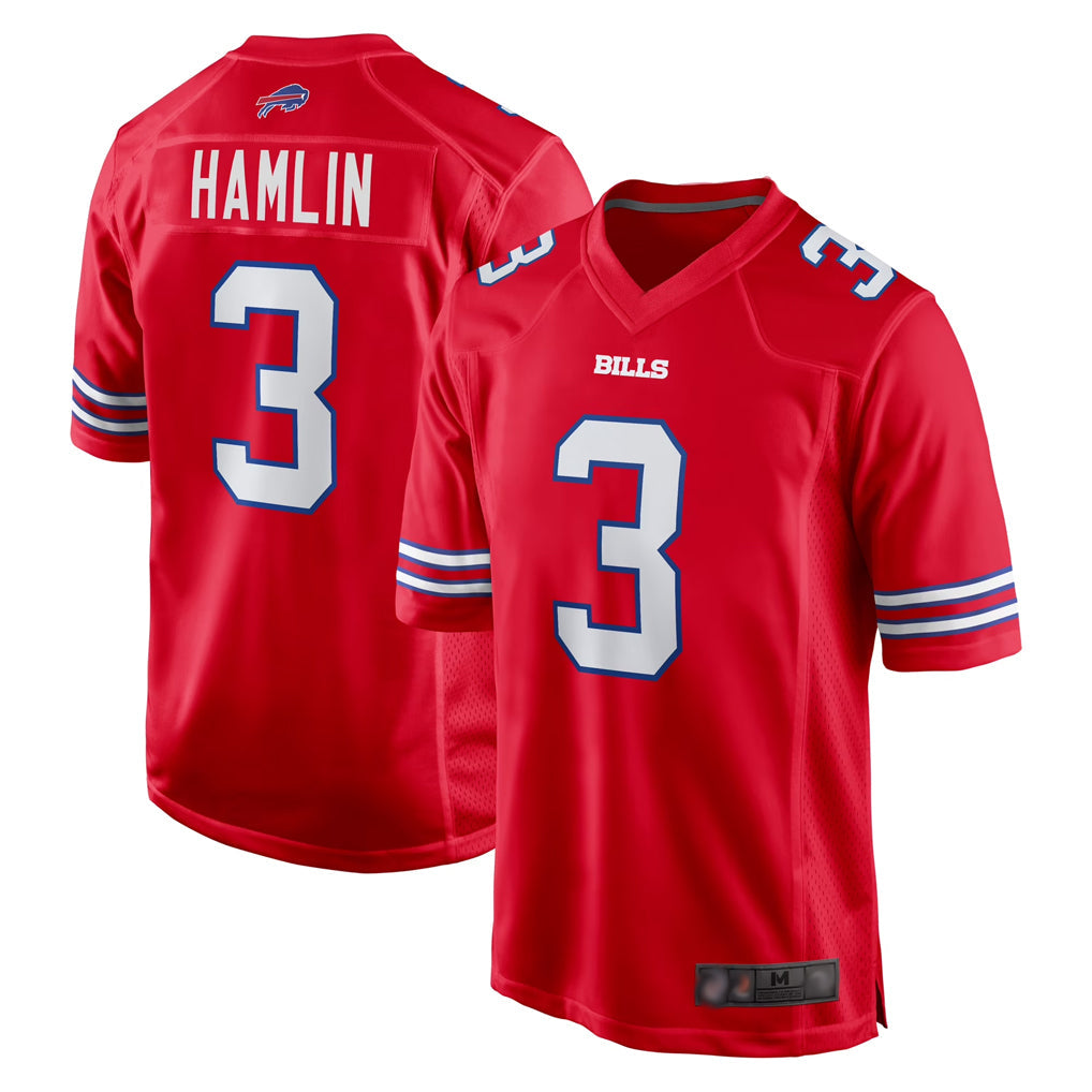 BIPIHUC B.Bills #3 Damar Hamlin Player Red Home Game Stitched Jerseys