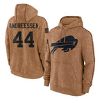 BIPIHUC B.Bills #44 Joe Andreessen Player Brown Salute to Service Hoodies Stitched Jerseys