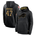 BIPIHUC B.Bills #47 Christian Benford Player Black Salute to Service Hoodies Hame Stitched Jerseys