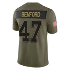 BIPIHUC B.Bills #47 Christian Benford Player Olive Salute to Service Vapor F.U.S.E. Limited Stitched Jerseys