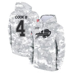 BIPIHUC B.Bills #4 James Cook III Player Arctic Camo Salute to Service Hoodies Game Stitched Jerseys