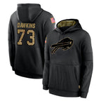 BIPIHUC B.Bills #73 Dion Dawkins Player Black Salute to Service Hoodies Hame Stitched Jerseys