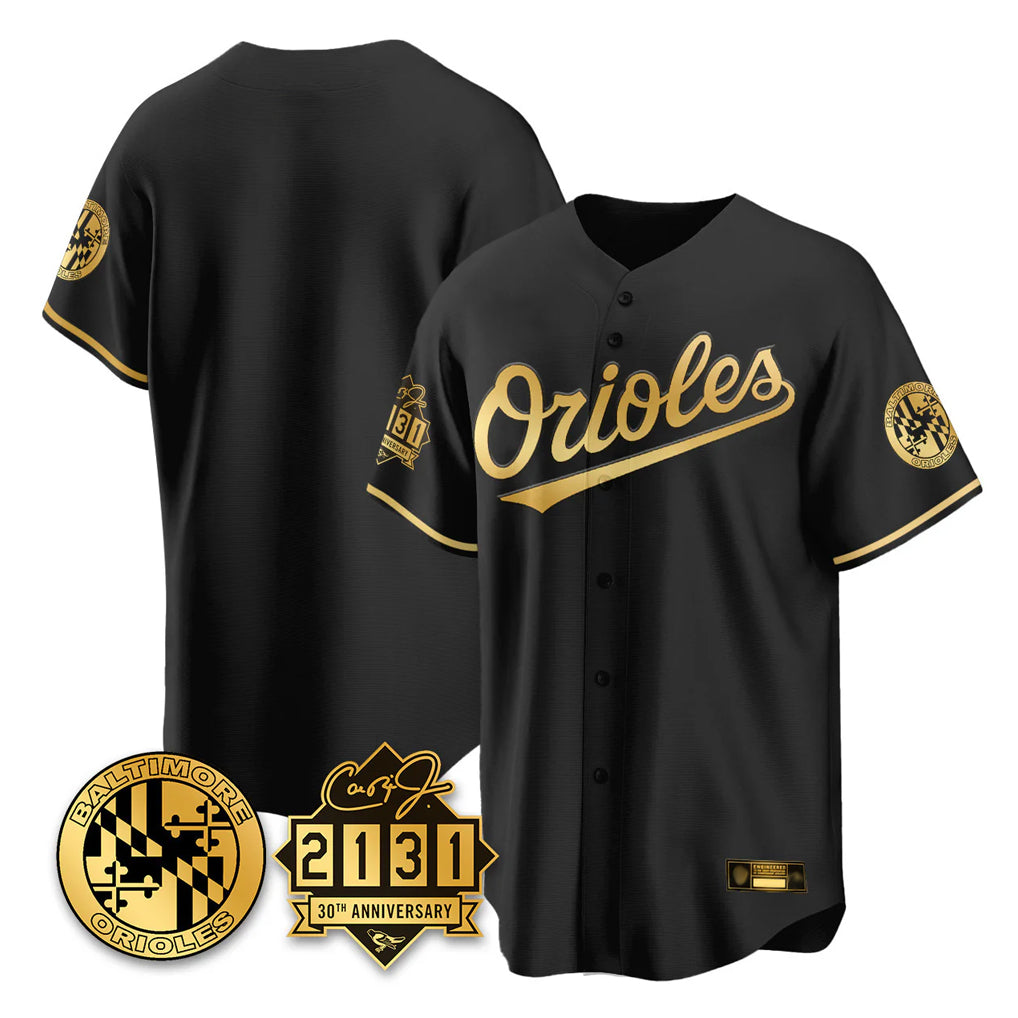 BIPIHUC B.Orioles Black Gold 30th Anniversary of 2131 Home Game Blank Player Stitched Jerseys