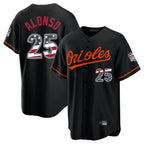 BIPIHUC B.Orioles #25 Pete Alonso Player Black USA 250 Fourth of July Home Game Stitched Jerseys