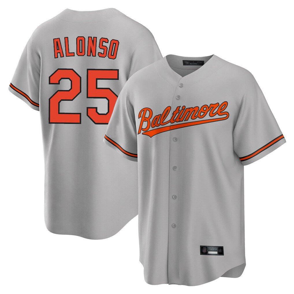 BIPIHUC B.Orioles #25 Pete Alonso Player Gray Home Game Stitched Jerseys