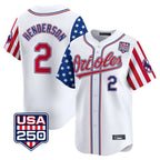 BIPIHUC B.Orioles #2 Gunnar Henderson Player White USA 250 Independence Day Vapor Premier Home Game Stitched Jerseys